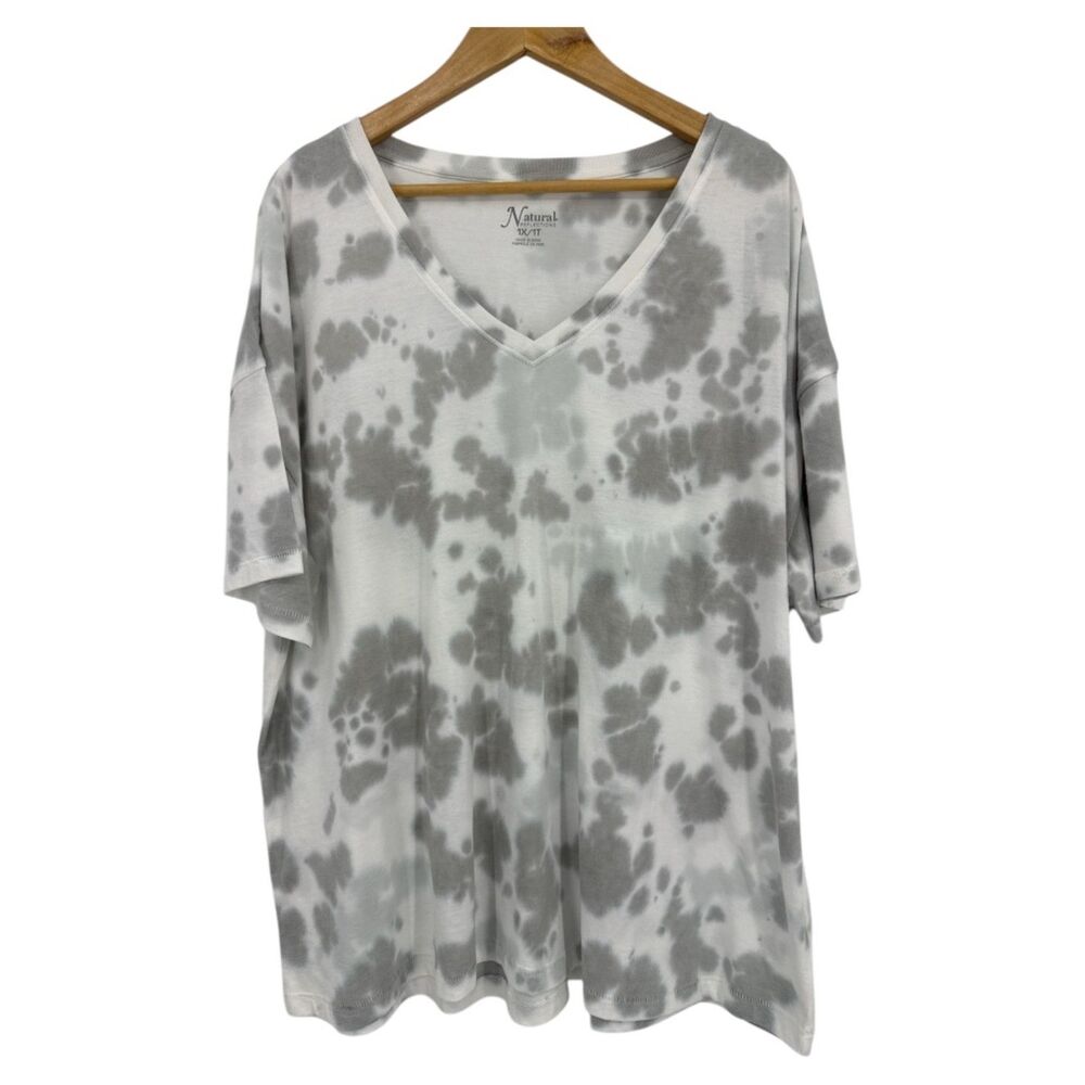 Women's Plus size 1X Tie Dye T-shirt Natural Reflections short sleeve knit top